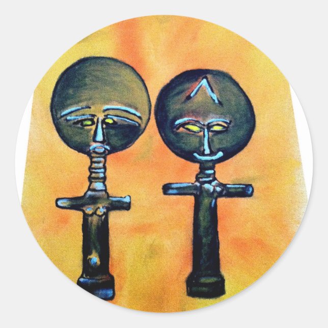 Akuaba (Ghana) Runder Aufkleber (Vorderseite)