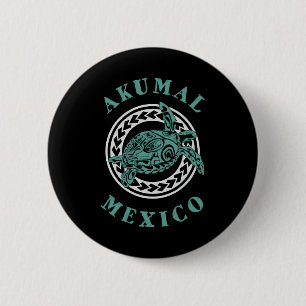 Akumal Meco Tribal Tattoo Sea Turtle Button