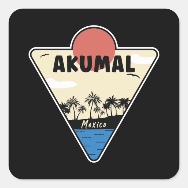 Akumal Mexico Seashore Quadratischer Aufkleber (Vorderseite)