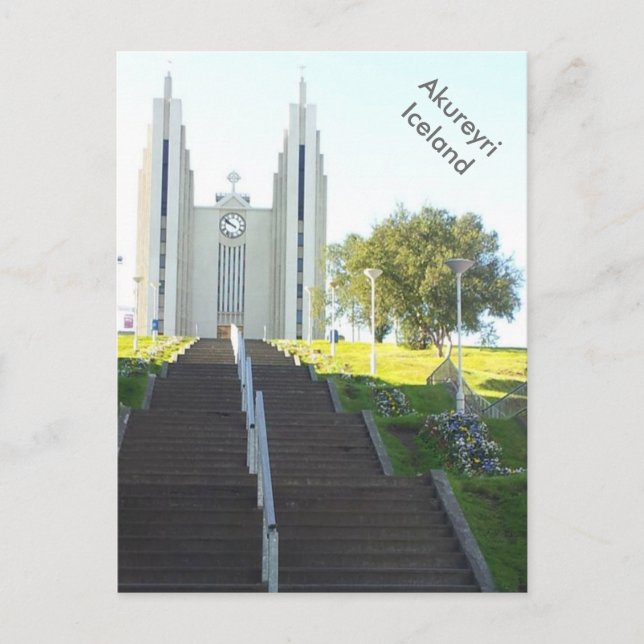 Akureyrarkirkja, Akureyri, Island Postkarte (Vorderseite)