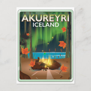Akureyri Island Reiseplakat Postkarte