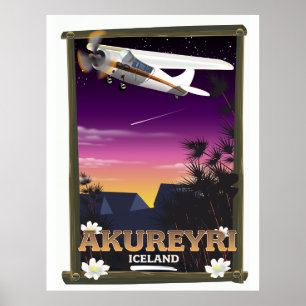 Akureyri Islande affiche voyage