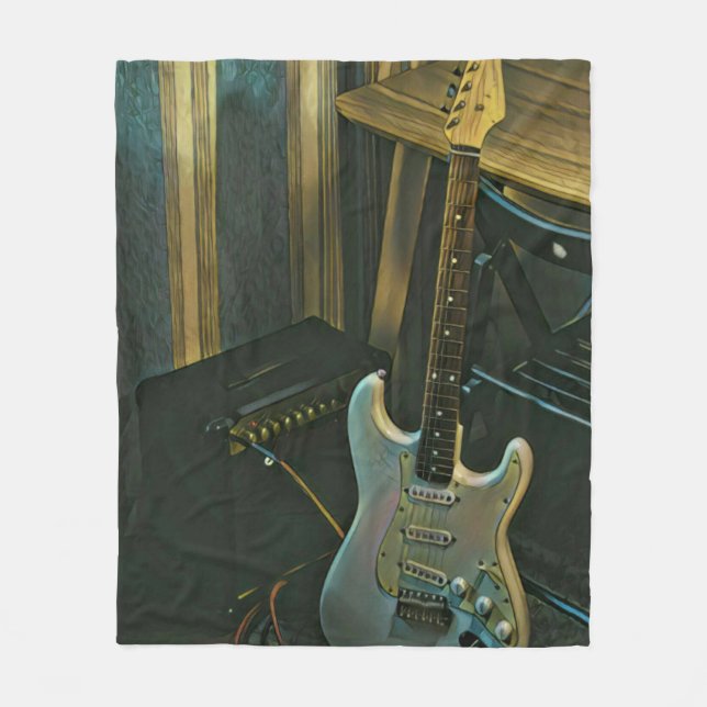 Akustik-Bass E-Gitarre-Geschenk Fleecedecke (Vorderseite)