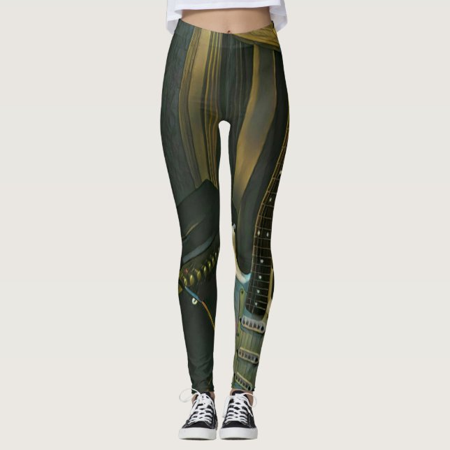 Akustik-Bass E-Gitarre-Geschenk Leggings (Vorderseite)