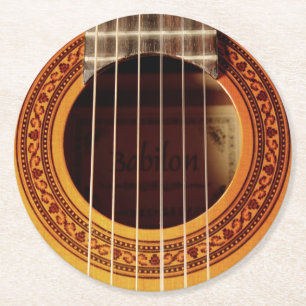 Akustikgitarre-Detail Runder Pappuntersetzer