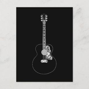 Akustikgitarre einfache Schwarz-Weiß-Zeichnung Postkarte