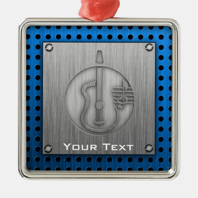 Akustikgitarre; Gebürsteter Metallblick Silbernes Ornament (Vorne)