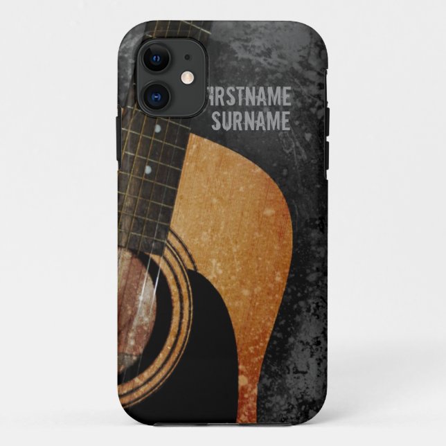 Akustikgitarre-grauer Schmutz kundenspezifisches Case-Mate iPhone Hülle (Rückseite)