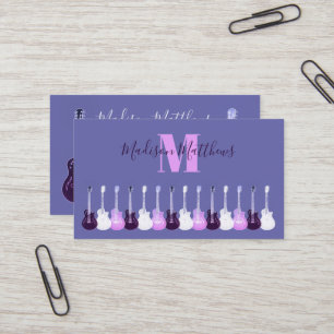 Akustikgitarre lila rosa Musiklehrer Monogramm Visitenkarte