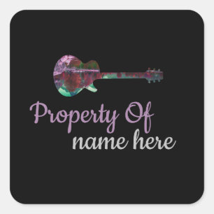 Akustikgitarre-Logo personalisiert Quadratischer Aufkleber