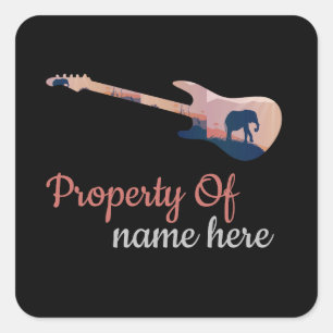 Akustikgitarre Logo Personalisierter Quadratische Quadratischer Aufkleber