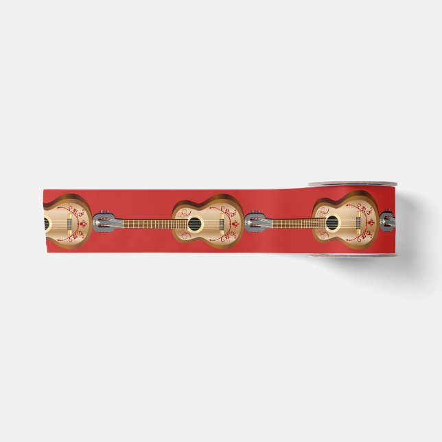 Akustikgitarre mit mexikanischem Flair Satinband (Vorderseite)