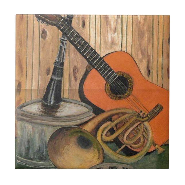 Akustikgitarre-Musik-themenorientierte Fliese (Vorderseite)