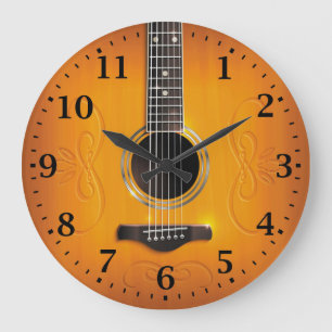 Akustikgitarre-Wanduhr Große Wanduhr