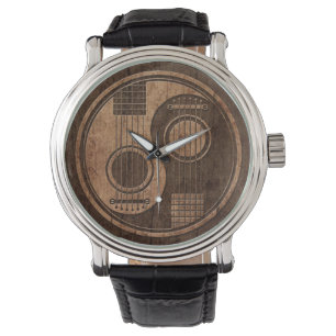 Akustikgitarren Yin Yang mit hölzernem Korn-Effek Armbanduhr