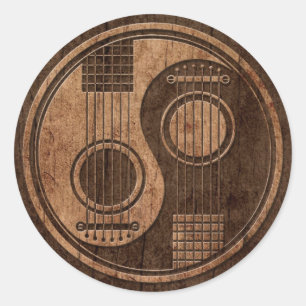 Akustikgitarren Yin Yang mit hölzernem Korn-Effek Runder Aufkleber