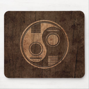 Akustikgitarren Yin Yang mit hölzernem Korn-Effekt Mousepad