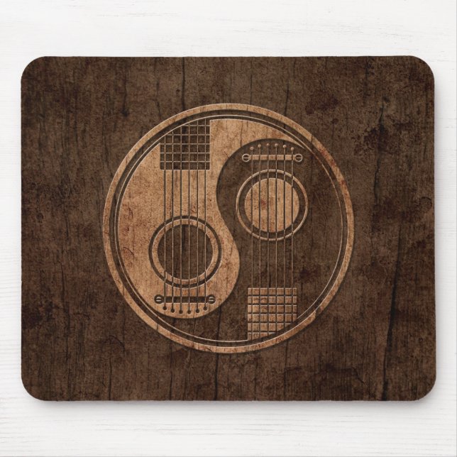 Akustikgitarren Yin Yang mit hölzernem Korn-Effekt Mousepad (Vorne)