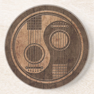 Akustikgitarren Yin Yang mit hölzernem Korn-Effekt Untersetzer