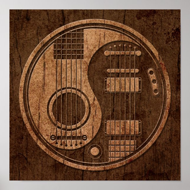 Akustische elektrische Gitarren Yin Yang Wood Effe Poster (Vorne)