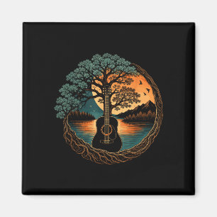 Akustische Gitarre Baum am See Naturmusik Magnet
