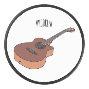 Akustische Gitarre-Cartoon-Abbildung Eishockey Puck