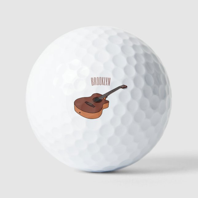 Akustische Gitarre-Cartoon-Abbildung Golfball (Vorderseite)