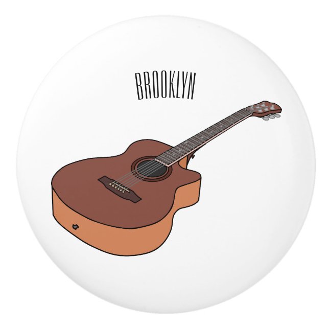 Akustische Gitarre-Cartoon-Abbildung Keramikknauf (Vorderseite)
