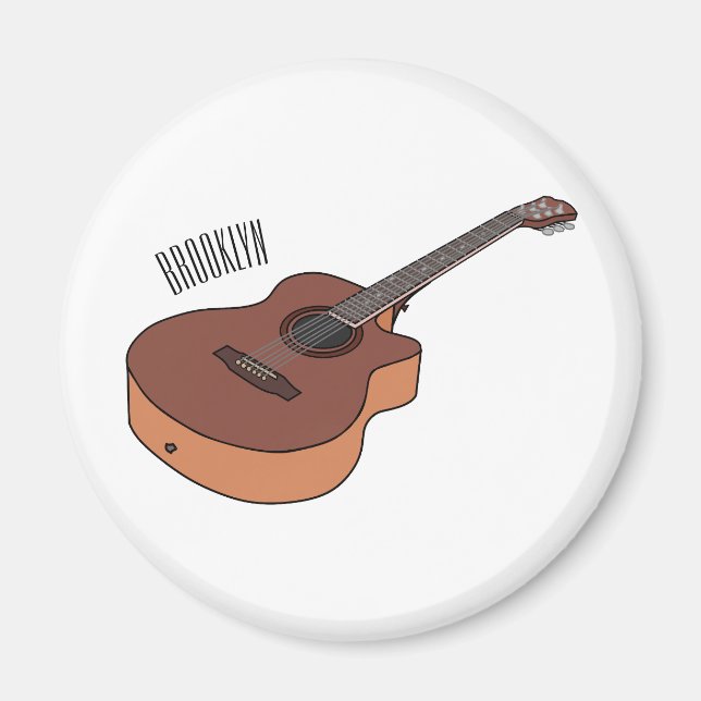 Akustische Gitarre-Cartoon-Abbildung Magnet (Vorne)