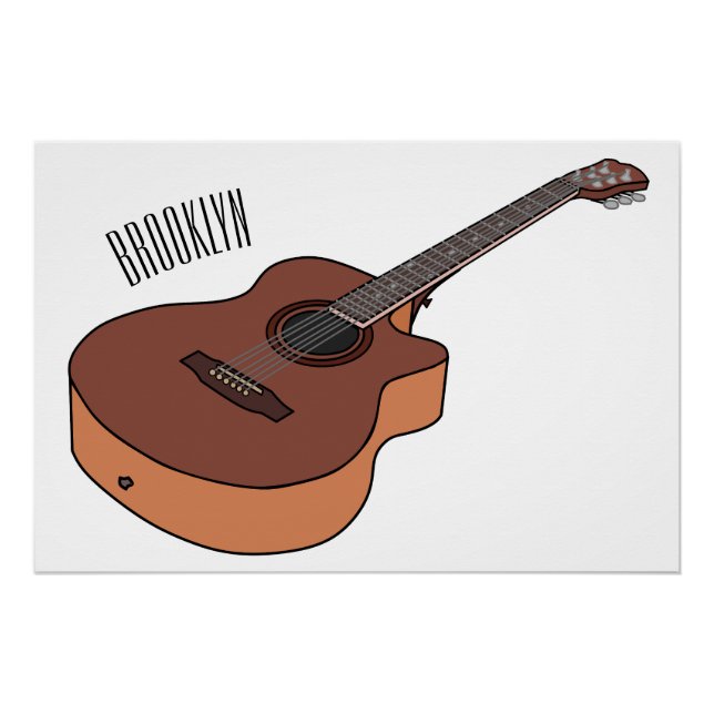 Akustische Gitarre-Cartoon-Abbildung Poster (Vorderseite)