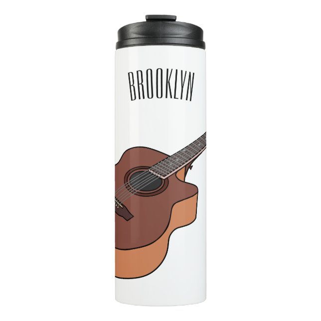 Akustische Gitarre-Cartoon-Abbildung Thermosbecher (Vorderseite)