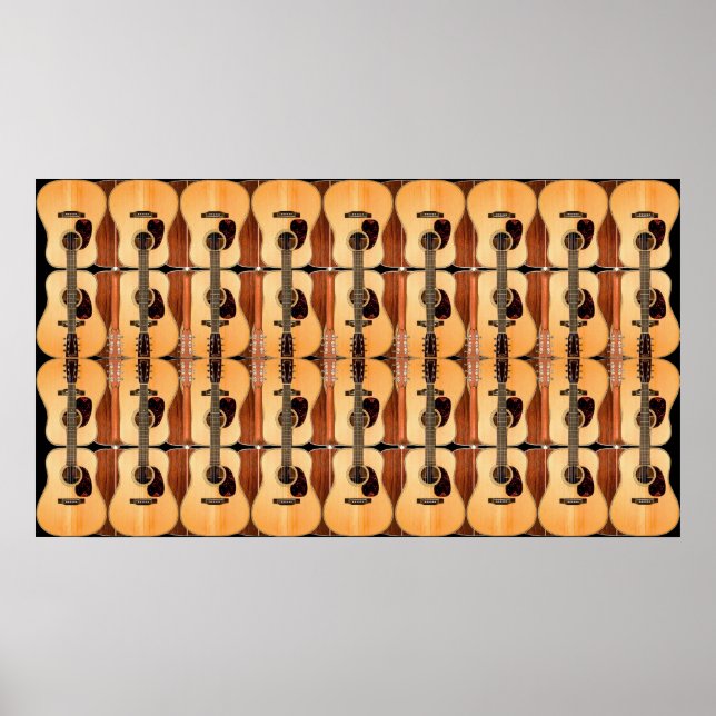 Akustische Gitarre Collage Poster Print (Vorne)