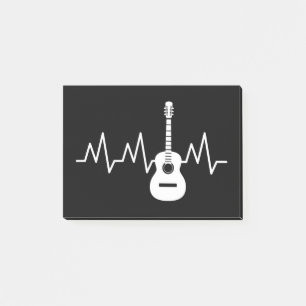 Akustische Gitarre Herzschlag Post-it Klebezettel
