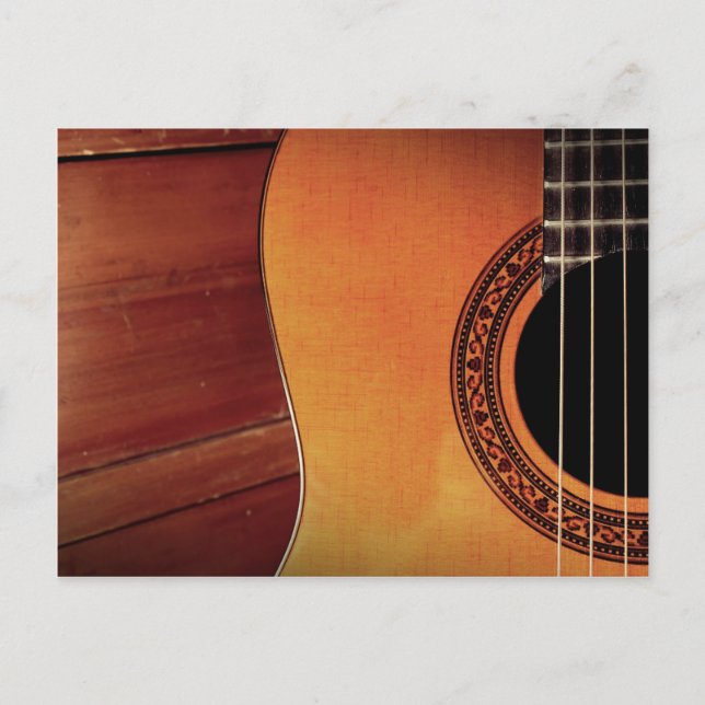 Akustische Gitarre-Holzmusikkunst Postkarte (Vorderseite)