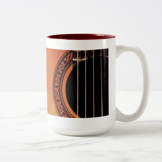 Akustische Gitarre-Holzmusikkunst Zweifarbige Tasse (Rechts)