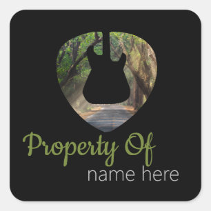 Akustische Gitarre Logo Personalisiert Quadratischer Aufkleber