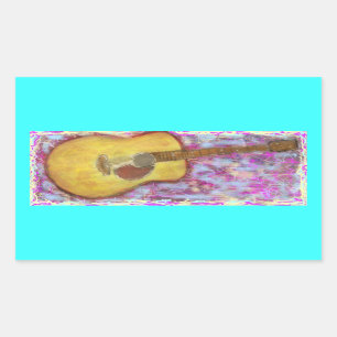 akustische Gitarre mit gelber Patina Rechteckiger Aufkleber
