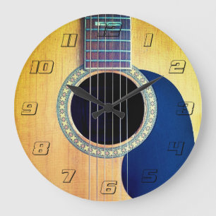 Akustische Gitarre mit Zahlen Große Wanduhr