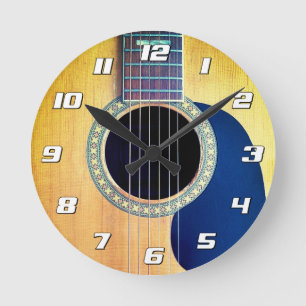 Akustische Gitarre mit Zahlen Runde Wanduhr