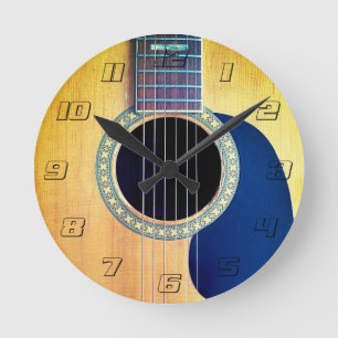 Akustische Gitarre mit Zahlen Runde Wanduhr