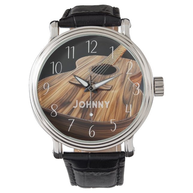 Akustische Gitarre Personalisiert Armbanduhr (Vorderseite)