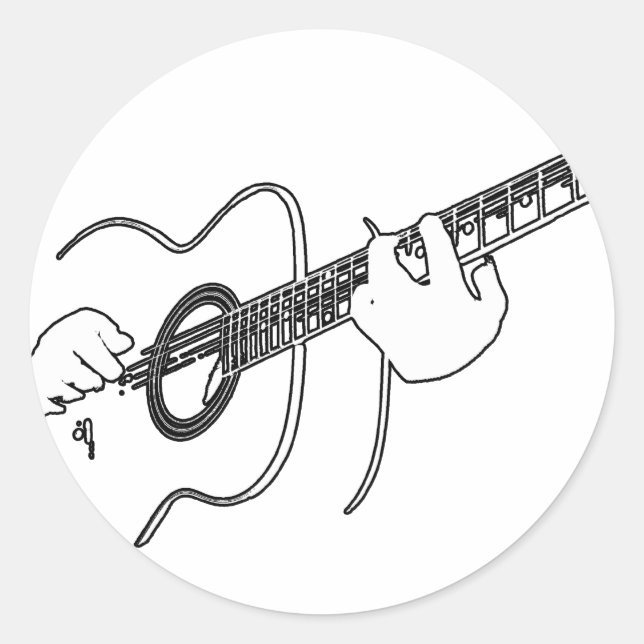 akustische Gitarre Runder Aufkleber (Vorderseite)