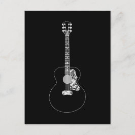 Akustische Gitarre, schwarz-weiß zeichnend Postkarte