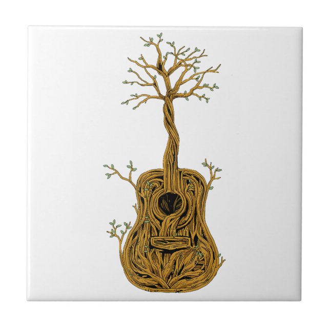 Akustische Gitarre Shirt Tree of Life Gitarre Spie Fliese (Vorderseite)