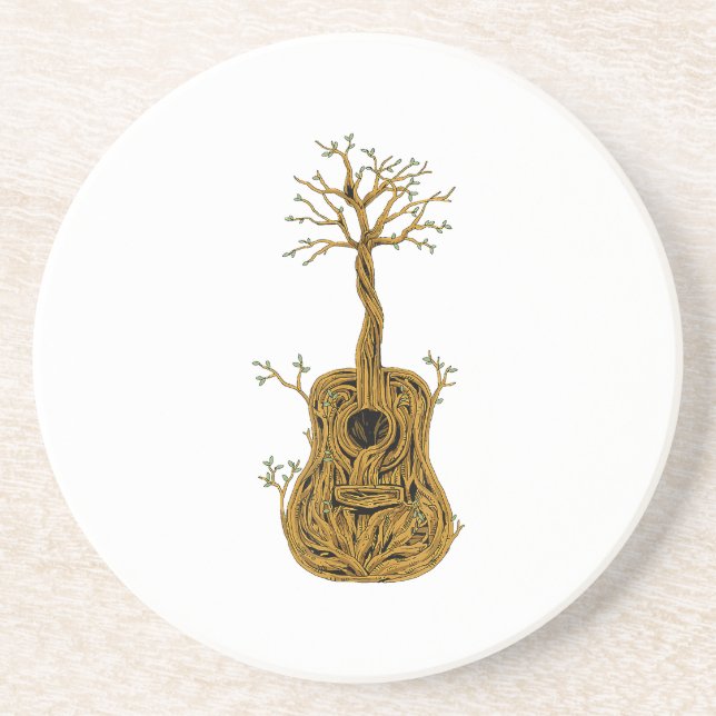 Akustische Gitarre Shirt Tree of Life Gitarre Spie Getränkeuntersetzer (Vorne)