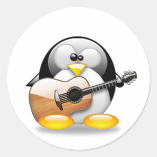 Akustische Gitarre Tux (Linux Tux) Runder Aufkleber