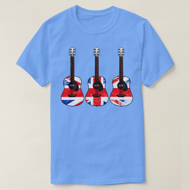 Akustische Gitarre UK Flag Guitarist British Music T-Shirt (Design vorne)