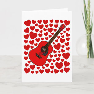 Akustische Gitarren-Herzen Valentinstag-Jubiläumsk Feiertagskarte