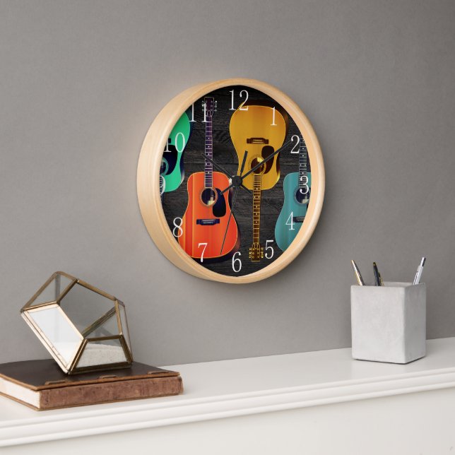 Akustische Gitarren Musik Lover Musiker Uhr (Büro)
