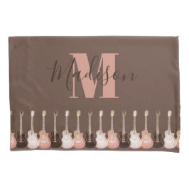 Akustische Gitarrenillustrierung Rustic Monogram Kissenbezug